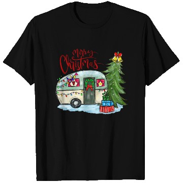 Discover Merry Christmas Happy Camper Funny Camping Life T Shirts