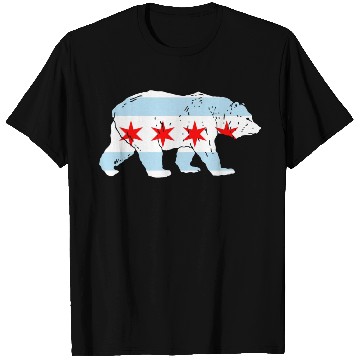 Discover City Of Chicago Flag Bear Lover Classic T Shirts