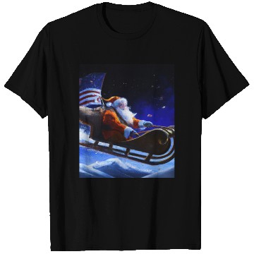 Discover Patriotic Christmas Santa Claus With Sled And US T Shirts