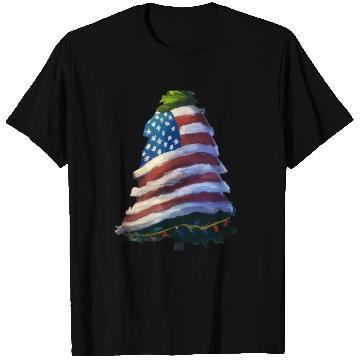 Discover Patriotic Christmas Tree Wrapped In US Flag T Shirts