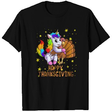 Discover Rainbow Cute Unicorn and Turkey Happy Thanksgiving T Shirts