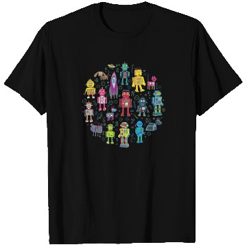 Discover Robots in Space grey fun Robot T Shirts