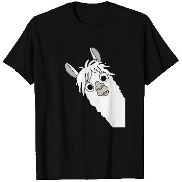 Discover Laughing alpaca comic lama in white with big eyes T Shirts