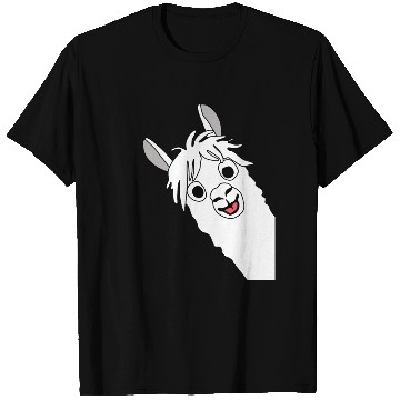 Discover Laughing alpaca comic lama in white with big eyes T Shirts