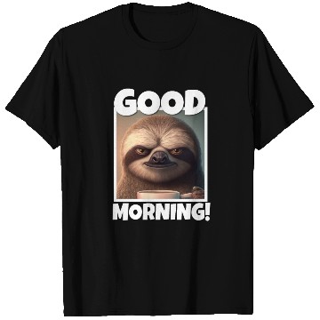 Discover 3d Sloth grumpy Coffee I hate people good morning T Shirts
