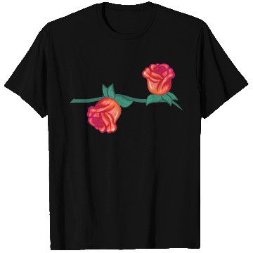 Discover red plants line flower rose branch nature T Shirts