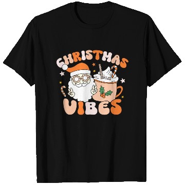 Discover Retro Groovy Christmas Vibes Cute Santa Claus Xmas T Shirts