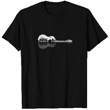 Discover Lake with guitar reflection - guitar lover T Shirts