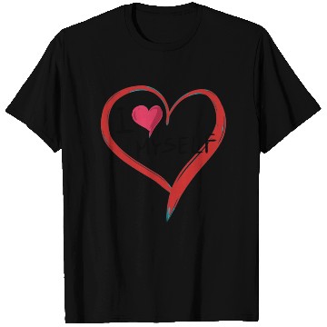 Discover i love me heart text icon shape T Shirts