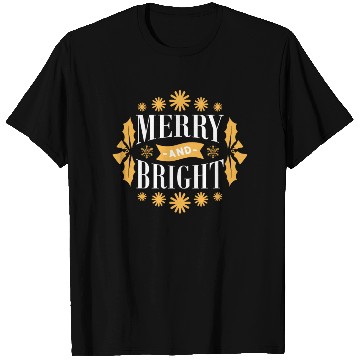 Discover Merry And Bright Snowflakes Mistletoe Xmas Holiday T Shirts