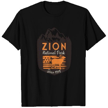 Discover Zion National Park US Flag Bighorn Sheep T Shirts