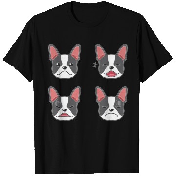 Discover Funny Boston Terrier Dog Cartoon Faces T Shirts