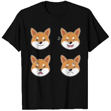 Discover Funny Shiba Inu Dog Cartoon Faces T Shirts