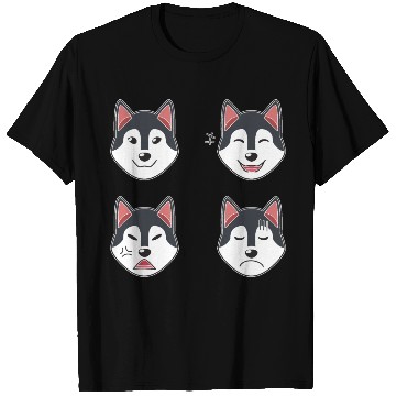 Discover Funny Siberian Husky Dog Cartoon Faces T Shirts