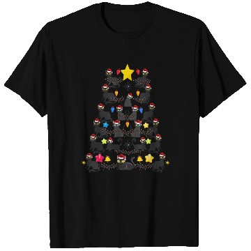 Discover Black Cat christmas light funny cat lover T Shirts