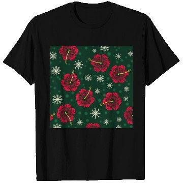 Discover Tropical Floral Hibiscus Snowflakes Christmas T Shirts