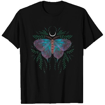 Discover Black Green Illustration Night Butterfly T Shirts