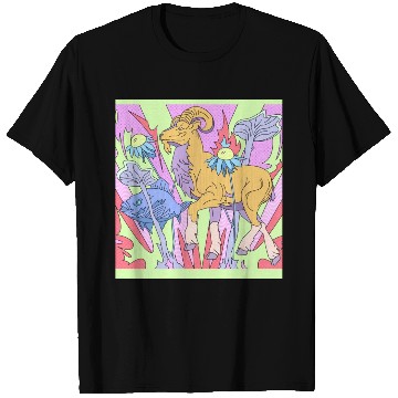 Discover A goat and a fish in a fantasy garden T Shirts