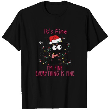 Discover Everything's Fine Black Cat Tangled in XMAS Light T Shirts