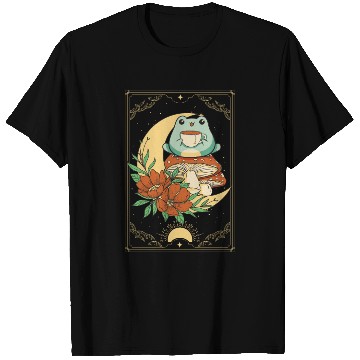Discover Cottagecore Aesthetic Tarot Card Frog Sipping Tea T Shirts