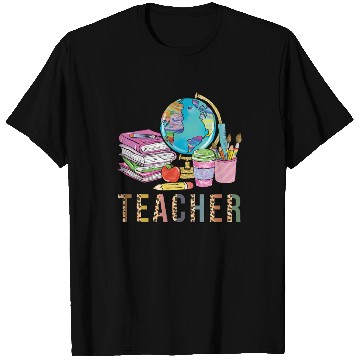 Discover Cute Teacher Leopard Print Globe First Day of T Shirts