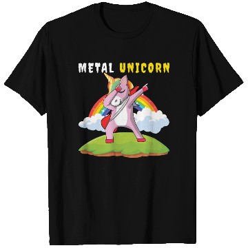 Discover Dabbing Unicorn Rainbow Metal Music Heavy Rock T Shirts