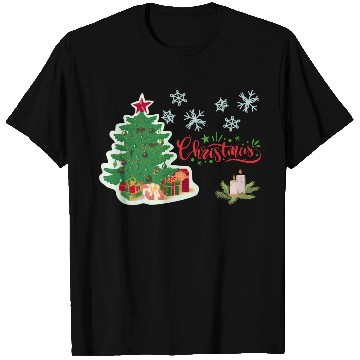 Discover Merry Christmas Tree and Candles T Shirts