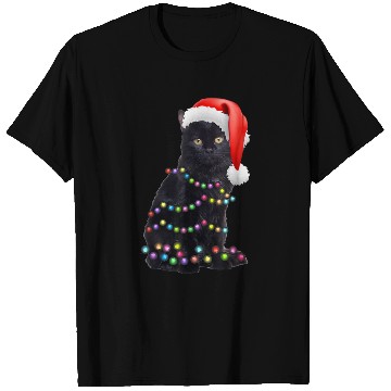 Discover Black Cat Christmas Light Funny Cat Love Christmas T Shirts