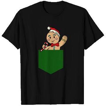 Discover Christmas gingerbread man in breast pocket gift T Shirts