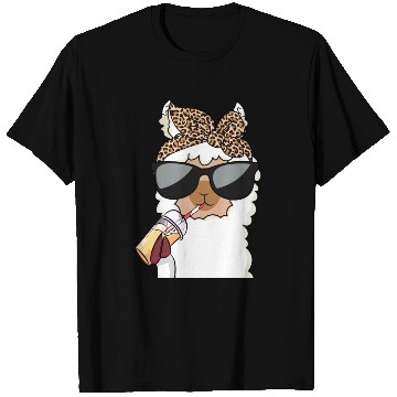 Discover Llama Leopard Girls Women Alpaca Lover T Shirts