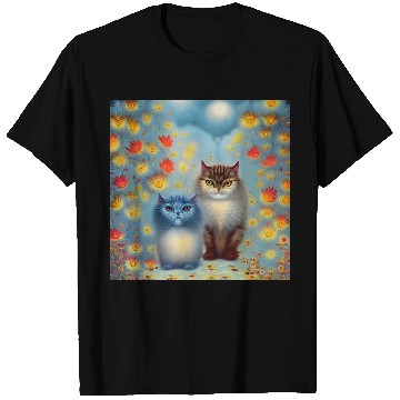 Discover Two Paws Think Alike - Cat Couple in Autumn T Shirts