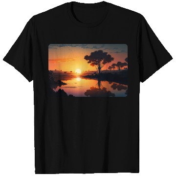 Discover Sunset at the River T Shirts
