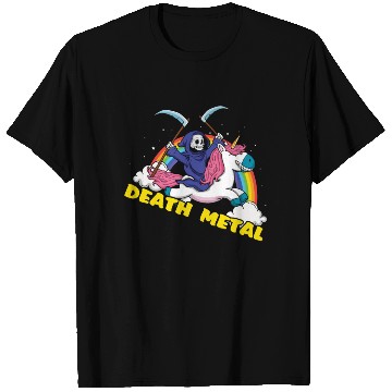 Discover Skeleton Unicorn Rainbow Metal Music Lover T Shirts