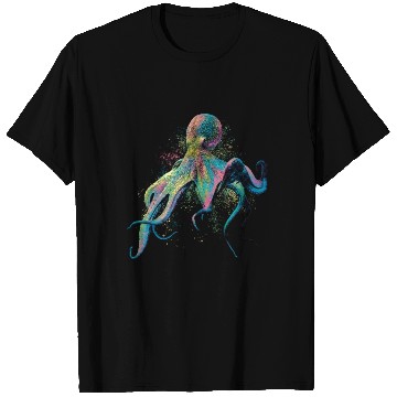 Discover Colorful Inked Octopus Illustration T Shirts