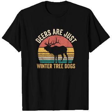 Discover Funny Deer Are Just Winter Tree Dogs Retro T Shirts
