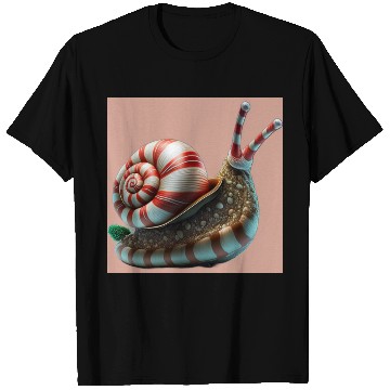 Discover Candy Cane Christmas red and white striped Snail T Shirts