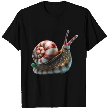 Discover Candy Cane Christmas Snail in Red and white stripe T Shirts