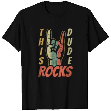 Discover Retro Rock Sign Rock Hand Metal Kid Rocker T Shirts