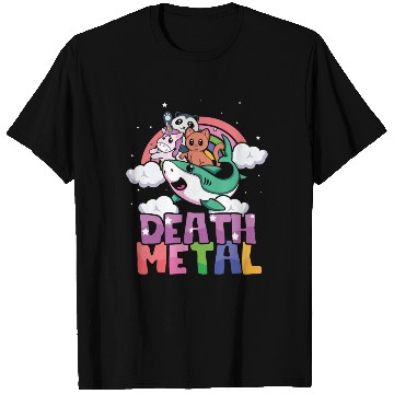 Discover Shark Unicorn Panda Cat Love Metal Music Rock T Shirts