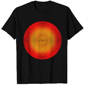 Discover Red Circle Golden Sun Illustration T Shirts