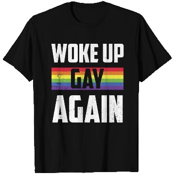 Discover Funny Lgbt Rainbow Flag Woke Up Gay Again T Shirts