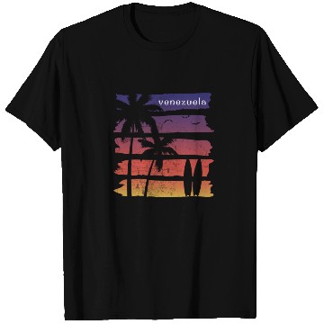 Discover Cool Venezuela Surfing Fan Beach Palm Tree T Shirts