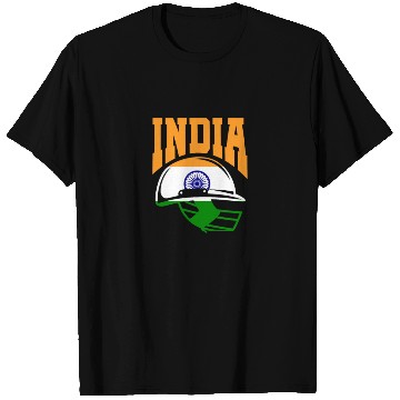 Discover India Helmet Cricket Player T Shirts