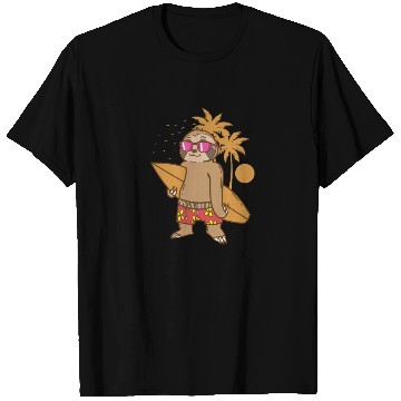 Discover Sloth on the Beach with Surfboard lazy T Shirts