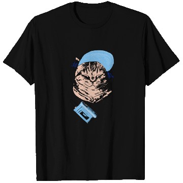 Discover Orange cat listening to Walkman T Shirts