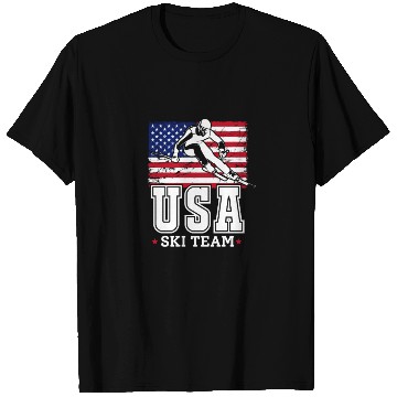 Discover USA Ski Team, American Flag Skiing T Shirts