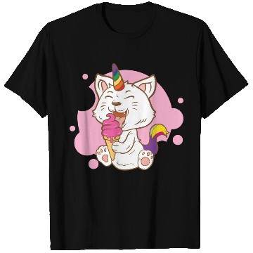 Discover Cat Eating Ice Cream Rainbow Cat Lady Gift Idea T Shirts