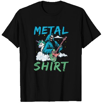 Discover Grim Bone Unicorn Guitar Metal Music Heavy T Shirts