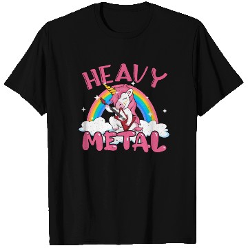 Discover Guitarist Unicorn Rainbow Metal Music Heavy Rock T Shirts