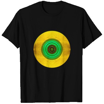 Discover Golden-Green Geometric Circular Pattern T Shirts